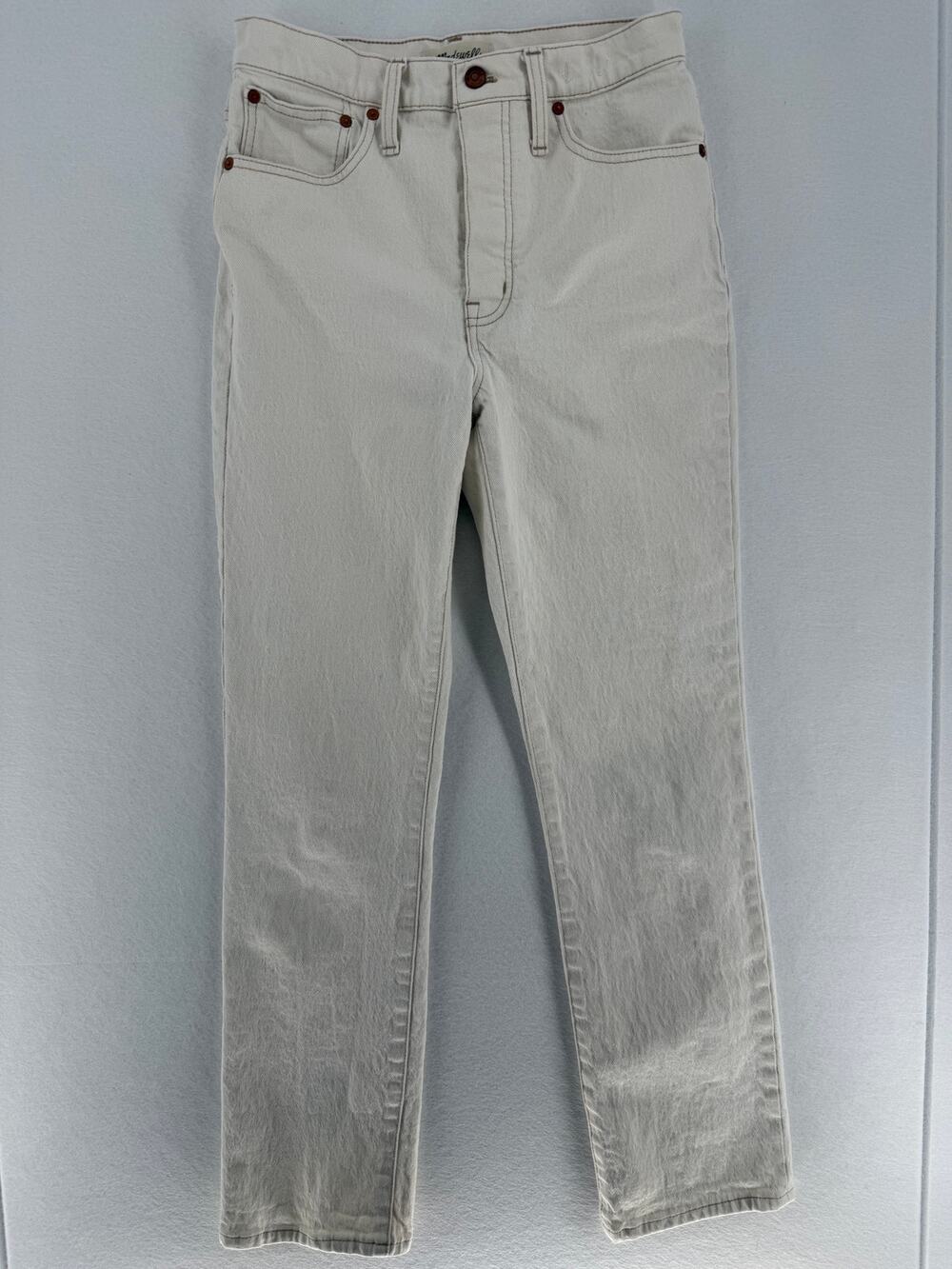 Madewell Slim Demi-Boot Jeans Womens 27T Tall Ivory Ecru Bootcut Stretch